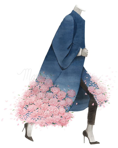 fashion illustration watercolor dresses Pink Dress Fashion Illustration Watercolor Art Print