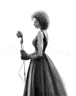 Jazz Singer Original Watercolor Painting Fashion Illustration