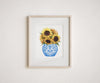 Ginger Jar Sunflowers Watercolor Fine Art Print