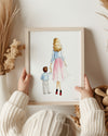 Mother Son Art Print with customizable hair and skin tones