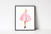 Pink Dress Fashion Illustration Watercolor Art Print