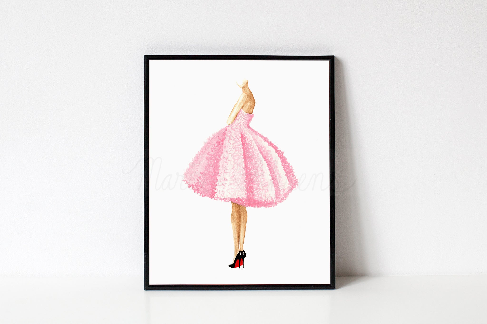 Pink Dress Fashion Illustration Watercolor Art Print – Maria Ahrens Pink Dress Fashion Illustration Watercolor Art Print – Maria Ahrens