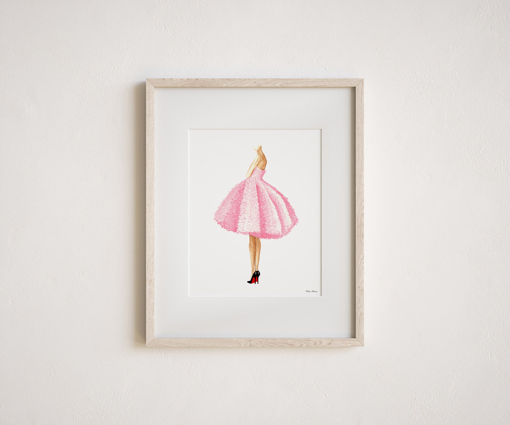 Pink Dress Fashion Illustration Watercolor Art Print Maria Ahrens Pink Dress Fashion Illustration Watercolor Art Print Maria Ahrens