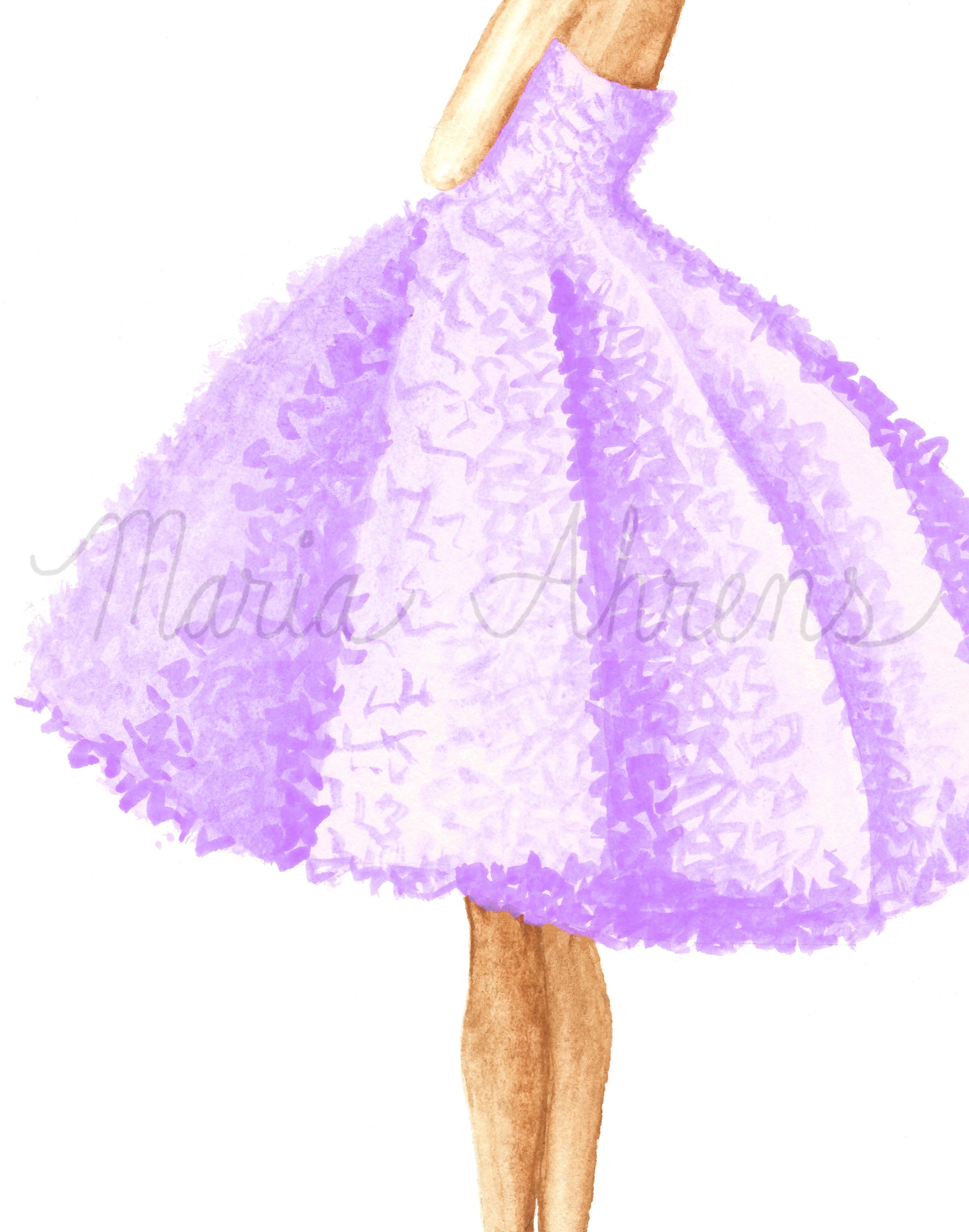Purple Dress Fashion Illustration Art Print Maria Ahrens Purple Dress Fashion Illustration Art Print Maria Ahrens