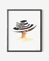 Derby Hat Fashion Illustration Watercolor Art Print