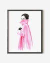 Pink Coat Leaving Fashion Illustration Watercolor Art Print