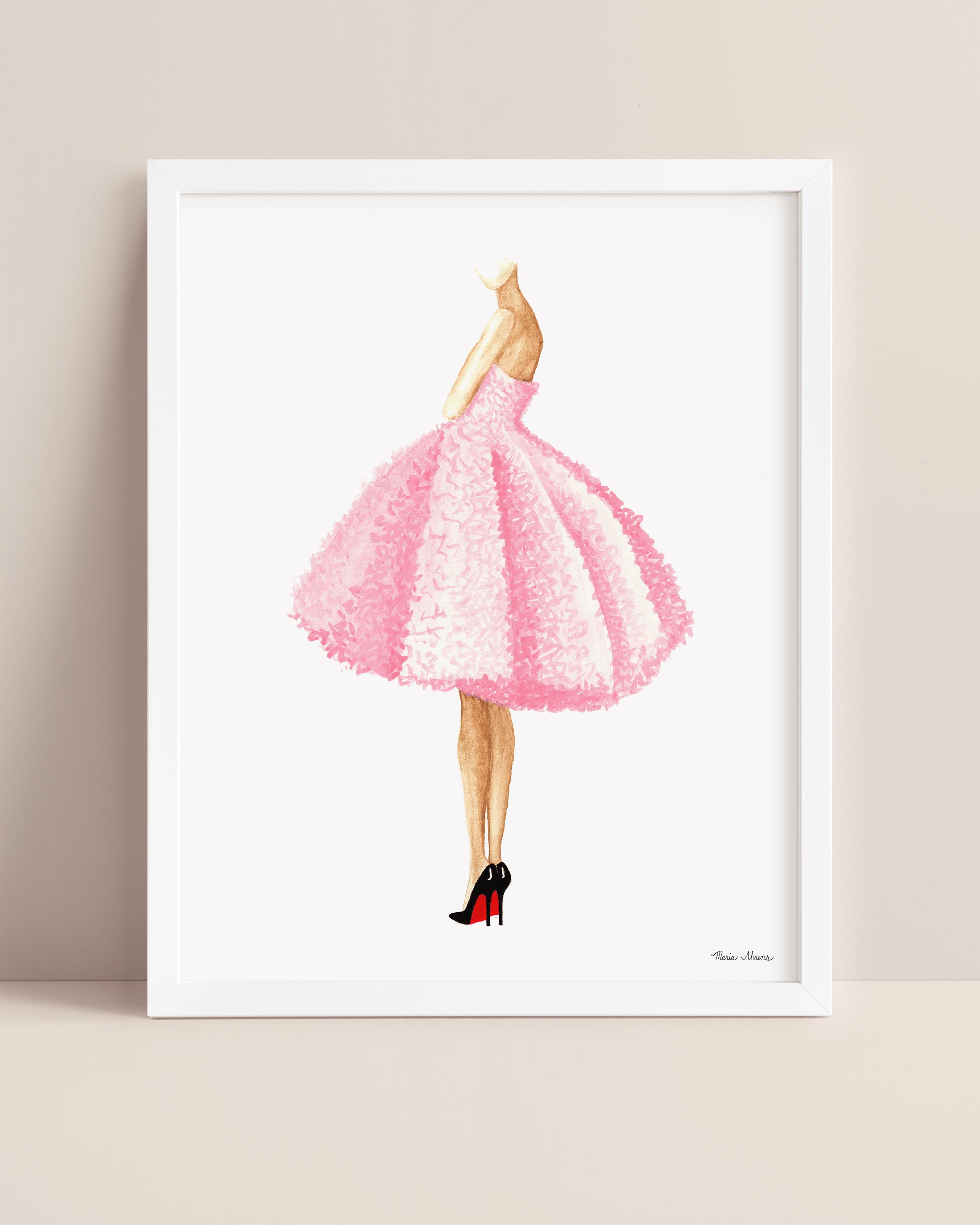 Pink Dress Fashion Illustration Watercolor Art Print Maria Ahrens Pink Dress Fashion Illustration Watercolor Art Print Maria Ahrens