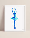 Ballerina Watercolor Art Print in Teal