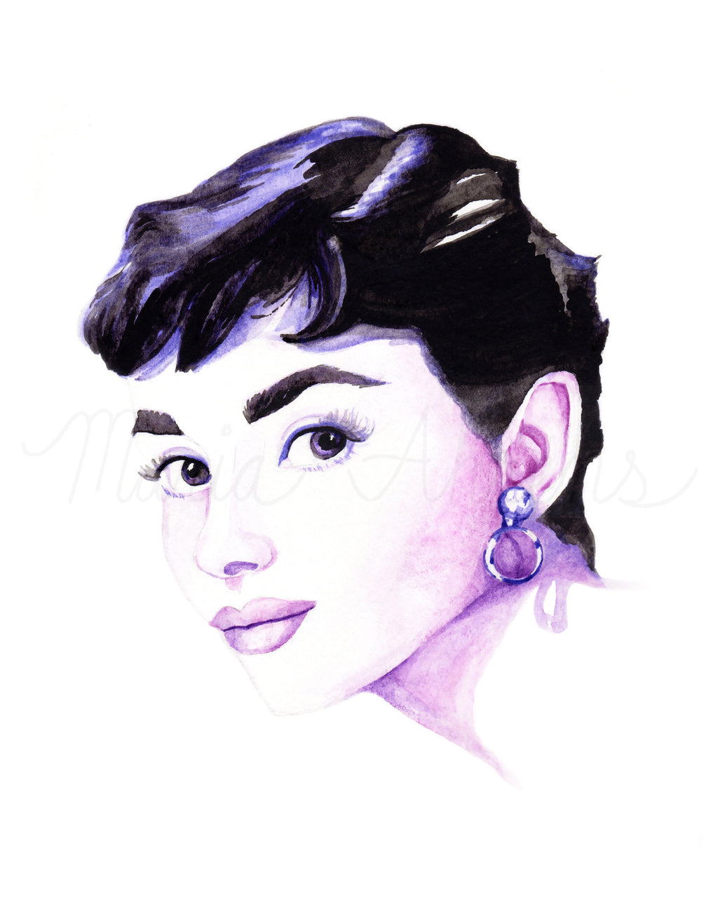 Audrey Hepburn Fashion Illustration Watercolor Art Print
