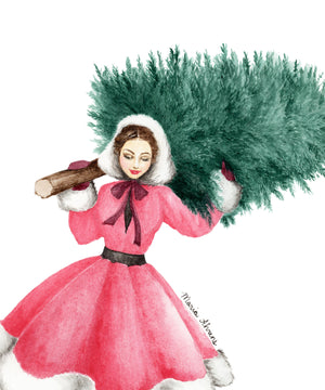 Christmas Tree Limited Edition Printable Watercolor Fashion Illustration