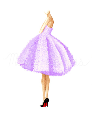 Purple Dress Fashion Illustration Watercolor Art Print