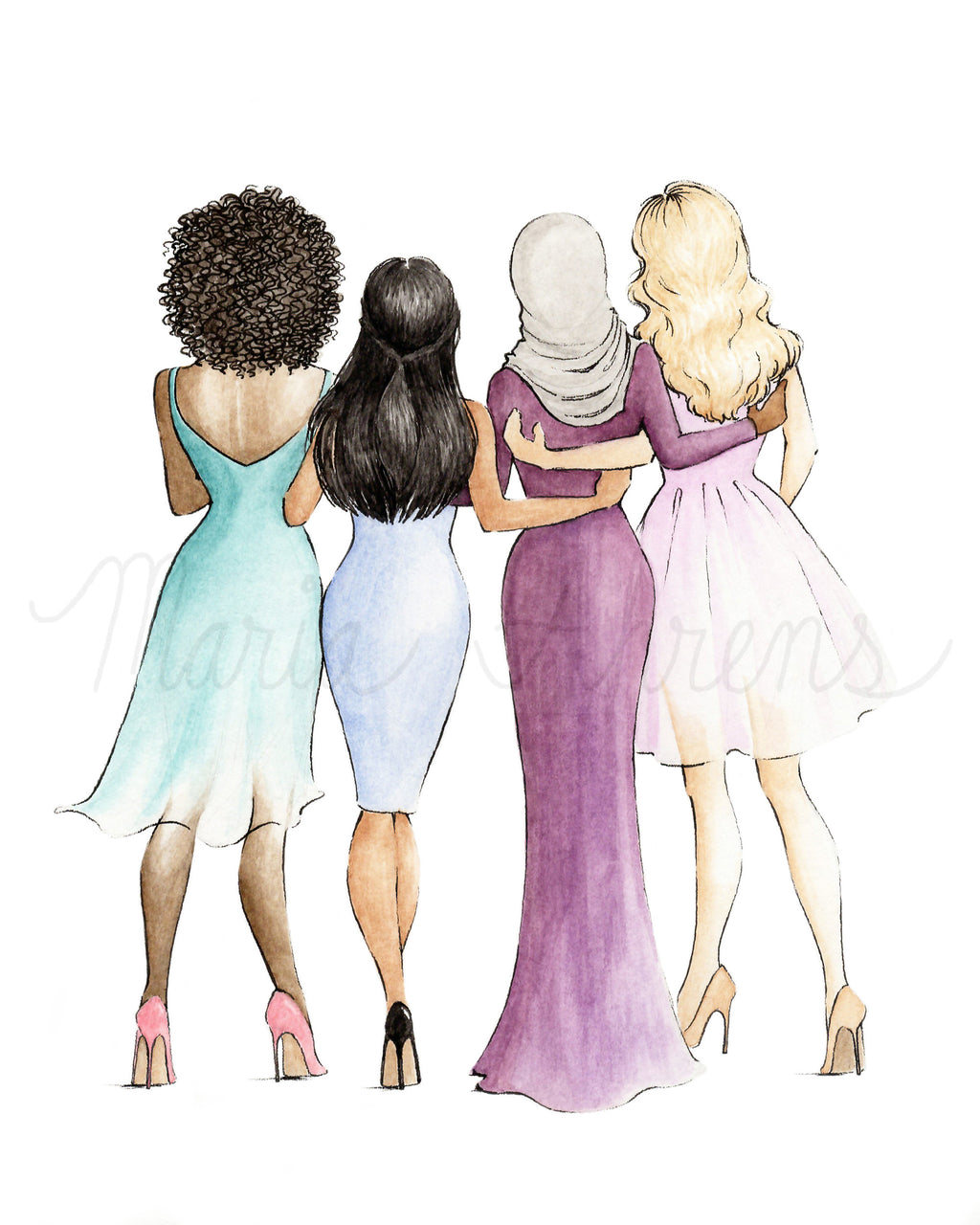 Women's Day Printable Art Watercolor Fashion Illustration